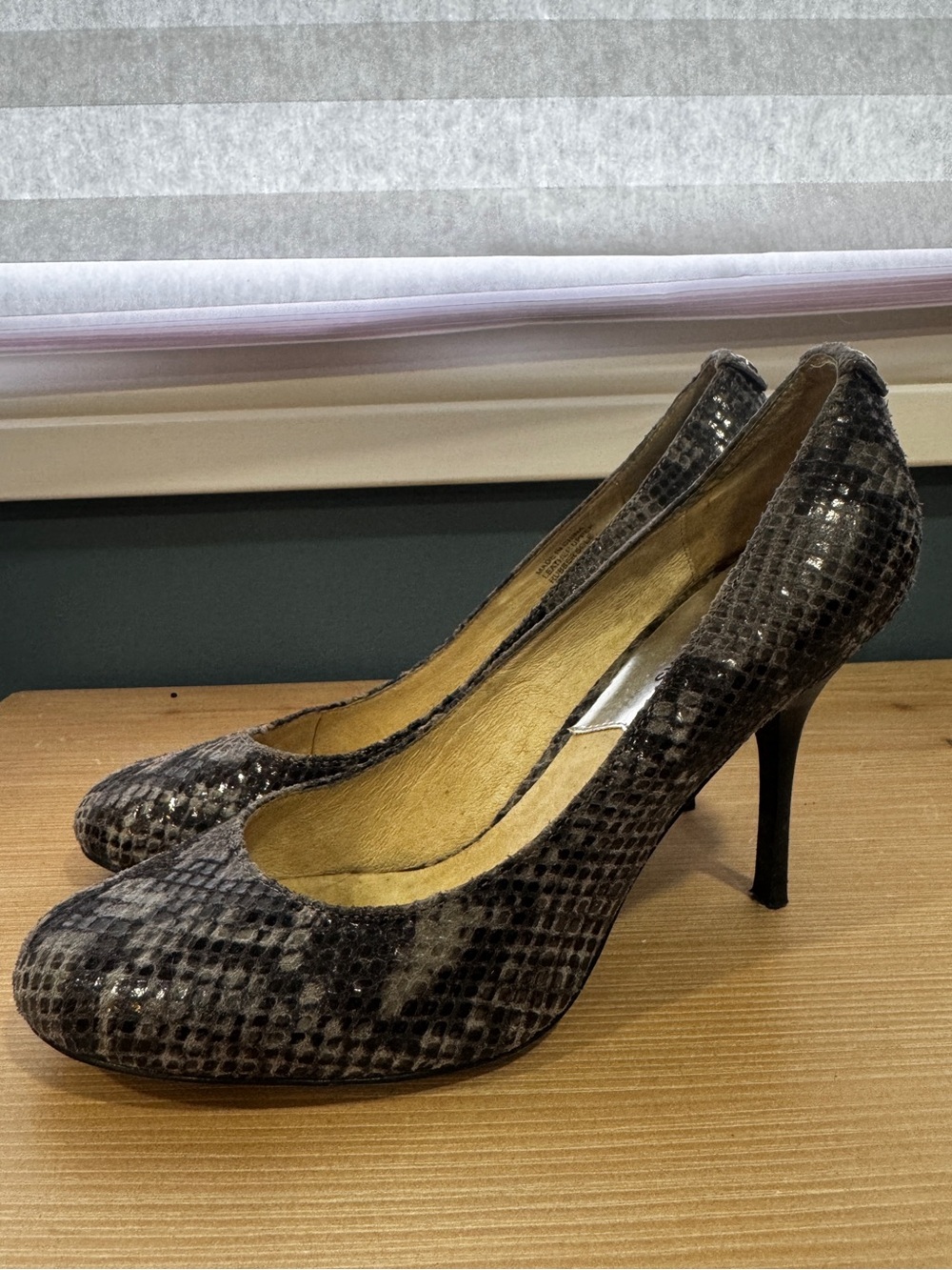 Michael Kors Gray Snakeskin-Effect High Heel Pumps